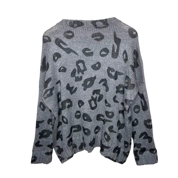 Wooden Ships Leopard Cheetah Print Sweater Mohair Wool Gray - Picture 4 of 11